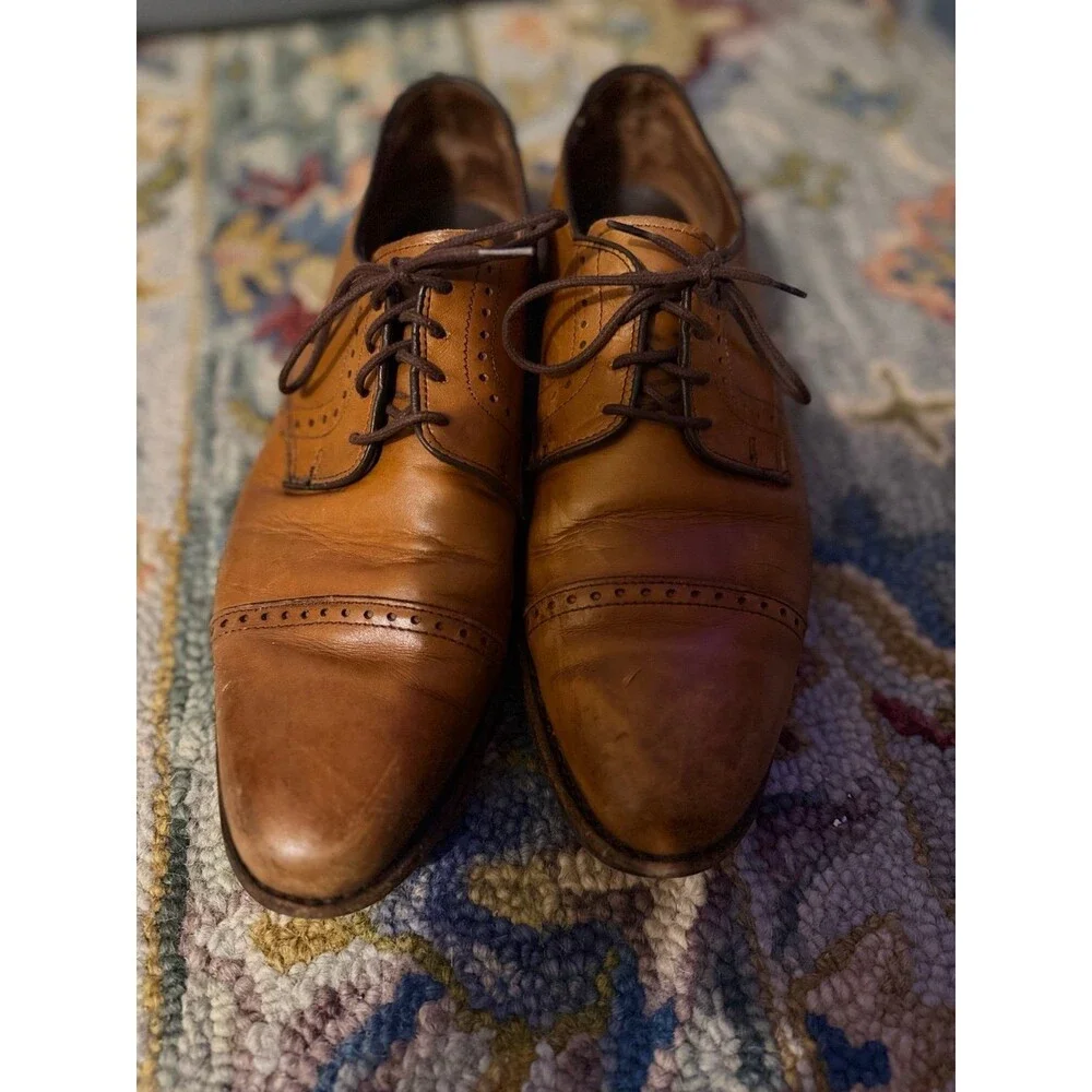 Allen Edmonds Park Avenue Men's Brown Leather Cap Toe Oxford Dress Shoes 11 D
